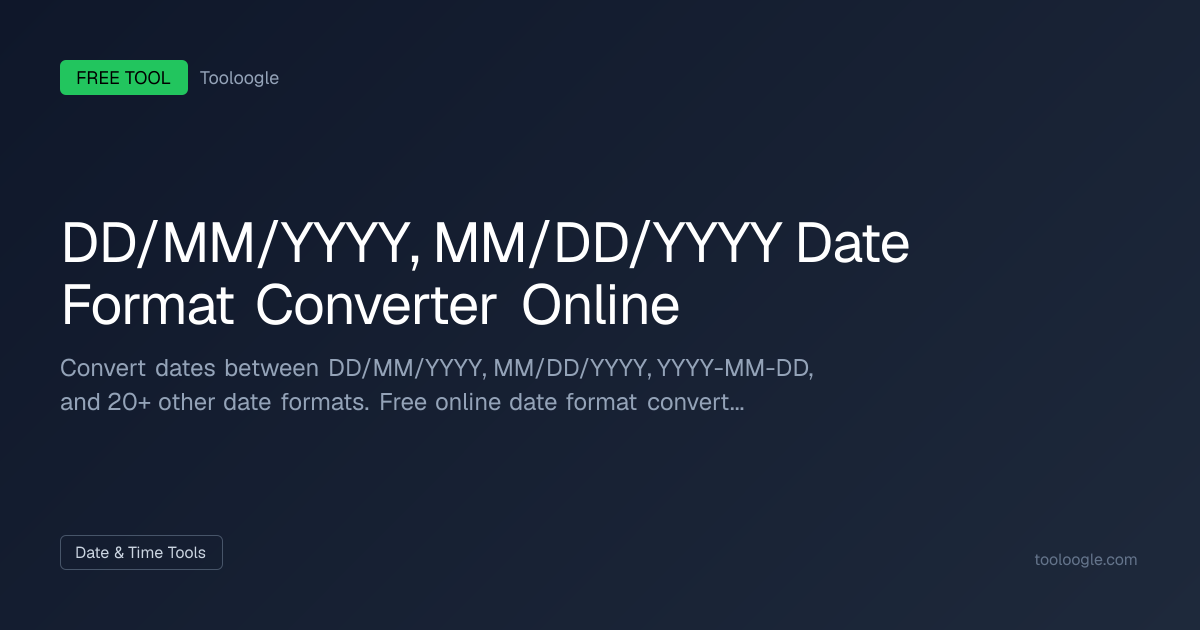 Date Format Converter | Tooloogle | Tooloogle