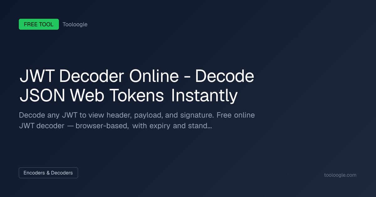 Free JWT Decoder | Tooloogle